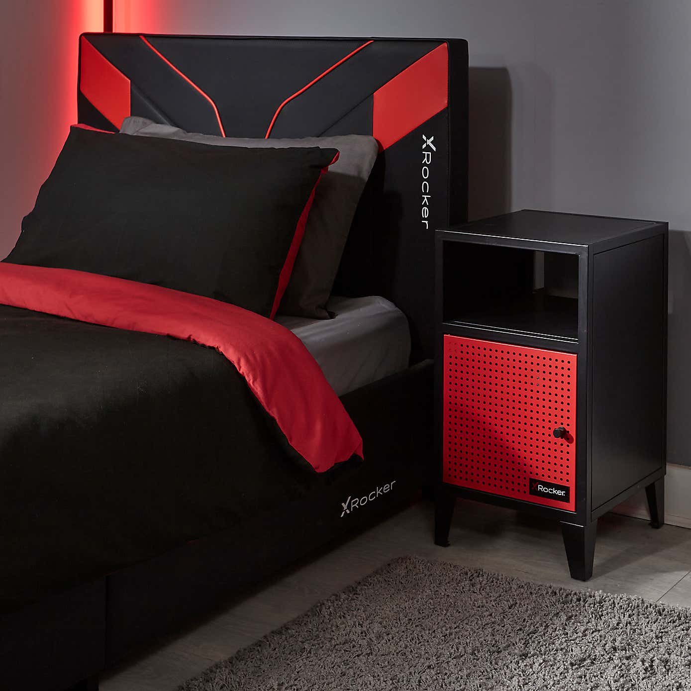 X Rocker MESH TEK Bedside Cabinet with Single Cube Storage