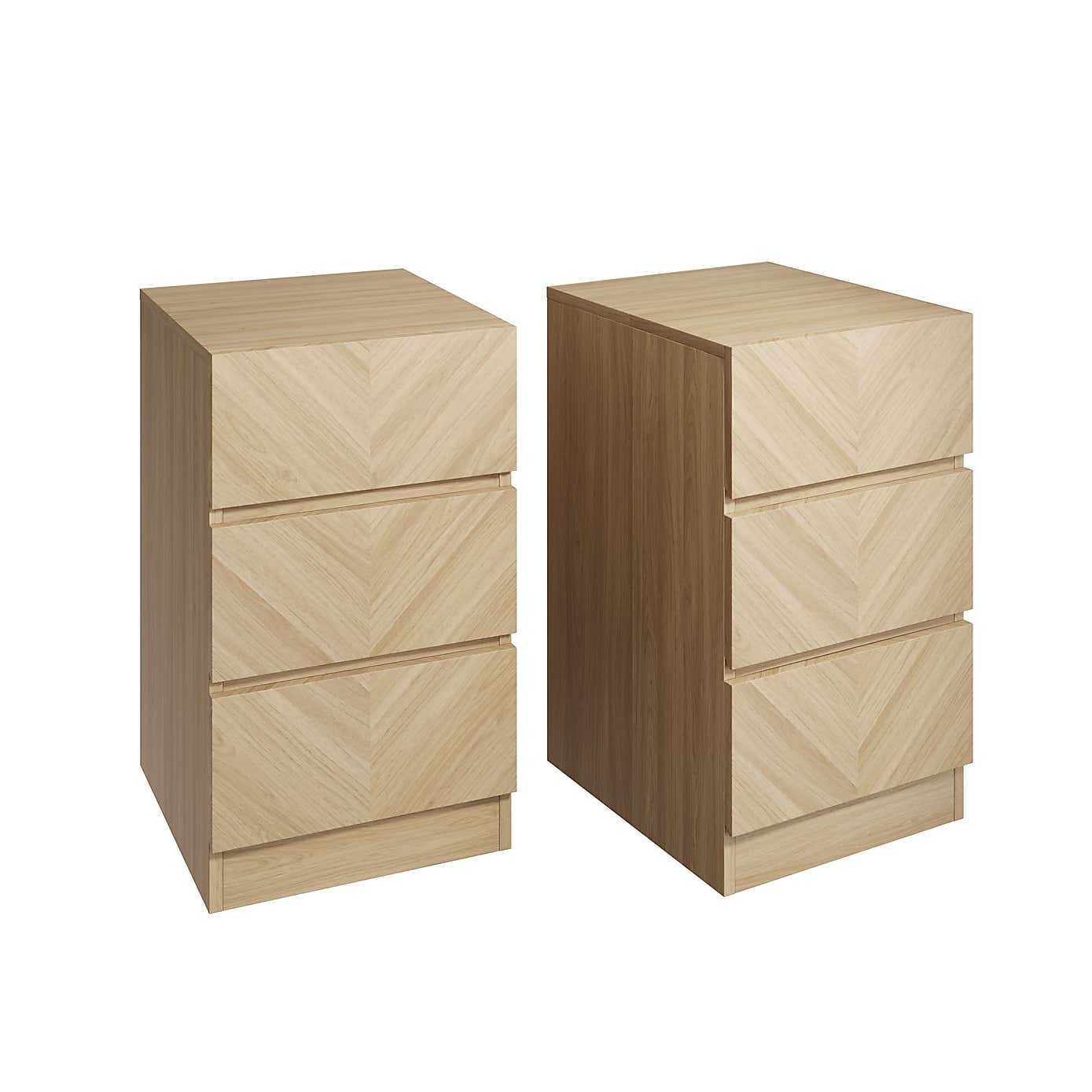 Taranto Pair of 3 Drawer Bedsides Oak