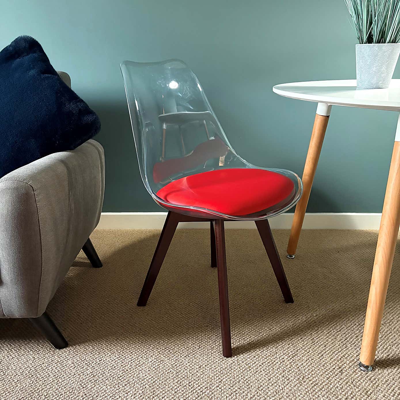 Fusion Living Soho Clear Plastic Dining Chair with Squared Legs