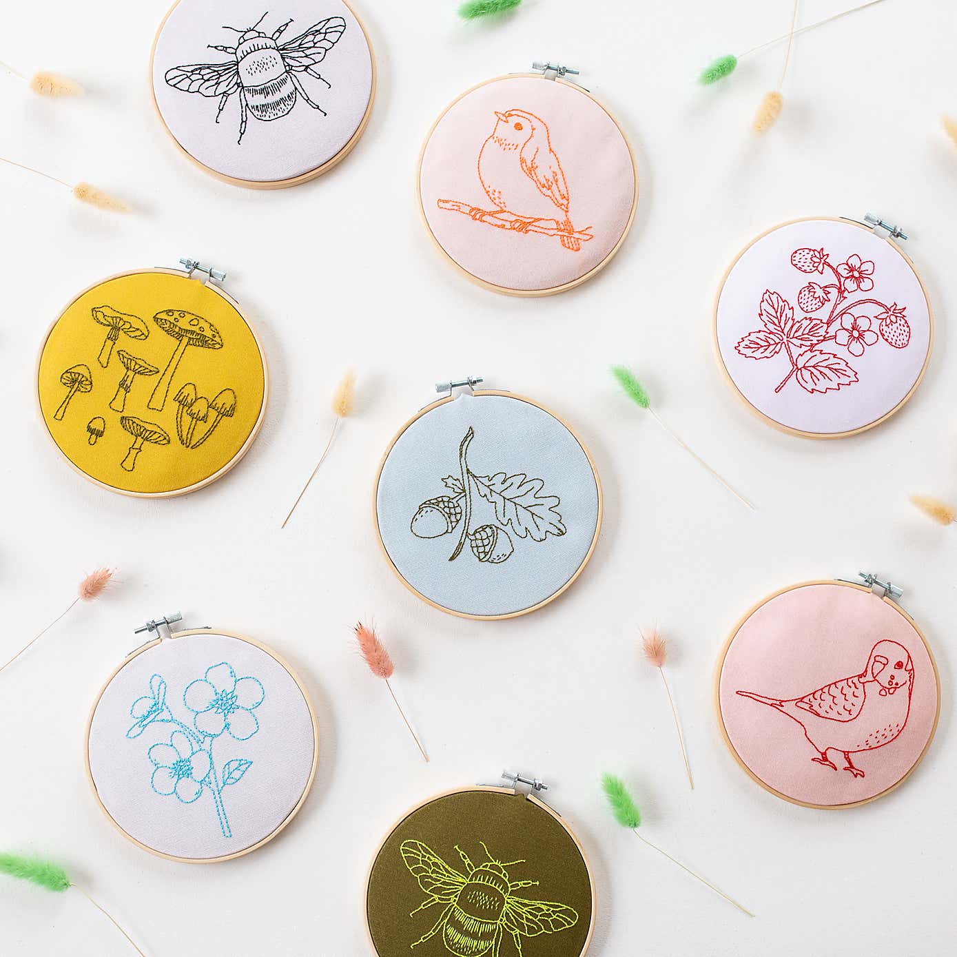Cotton Clara Strawberry Embroidery Hoop Kit