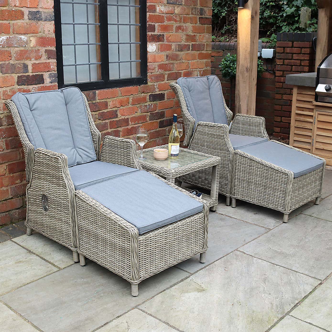 A.Mir Wentworth 5 Piece Deluxe Reclining Outdoor Chair Set