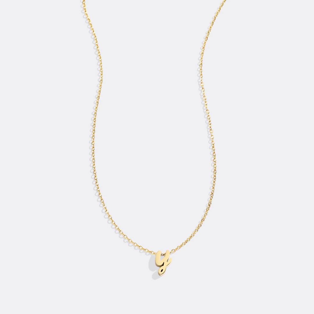 Tiny Script Initial Necklace