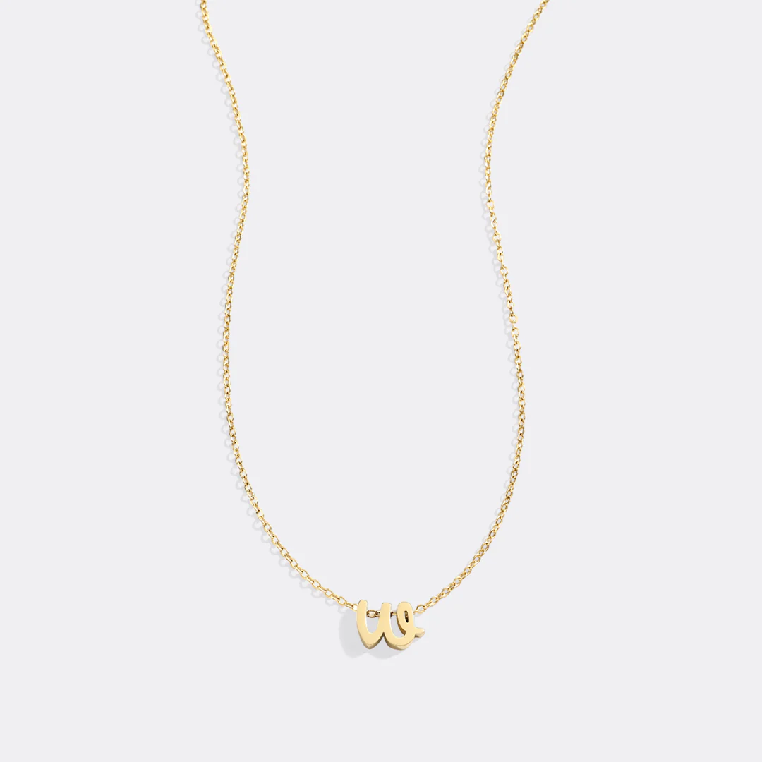 Tiny Script Initial Necklace