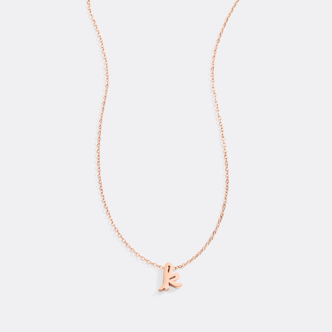 Tiny Script Initial Necklace