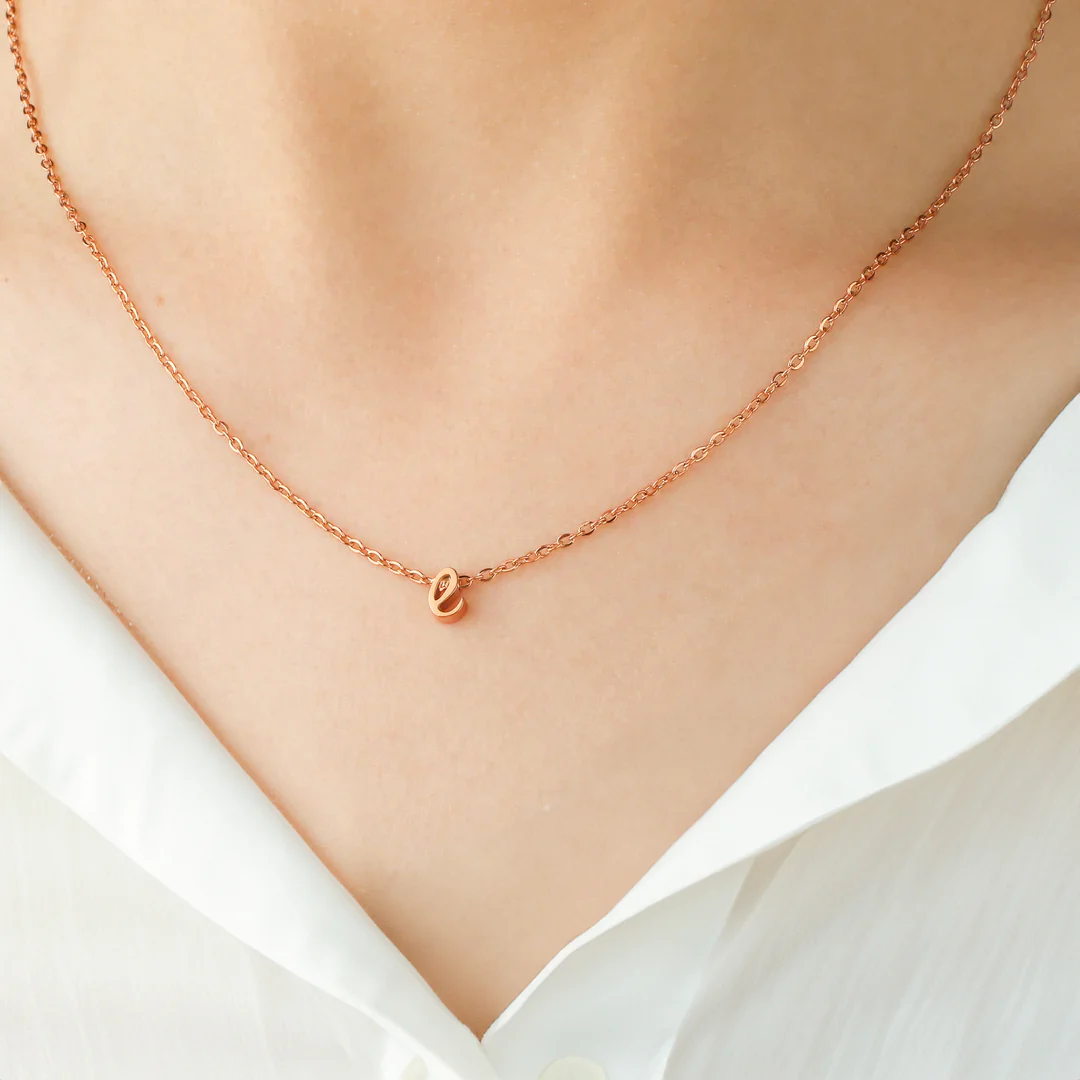 Tiny Script Initial Necklace