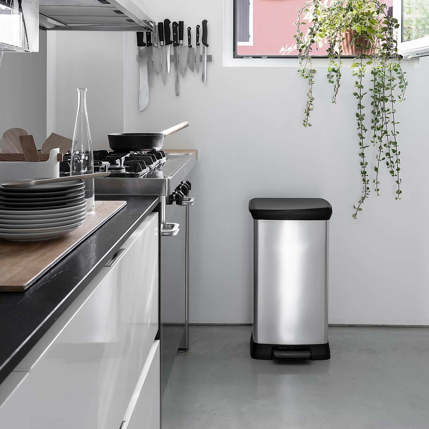 Curver 50 Litre Silver Deco Bin