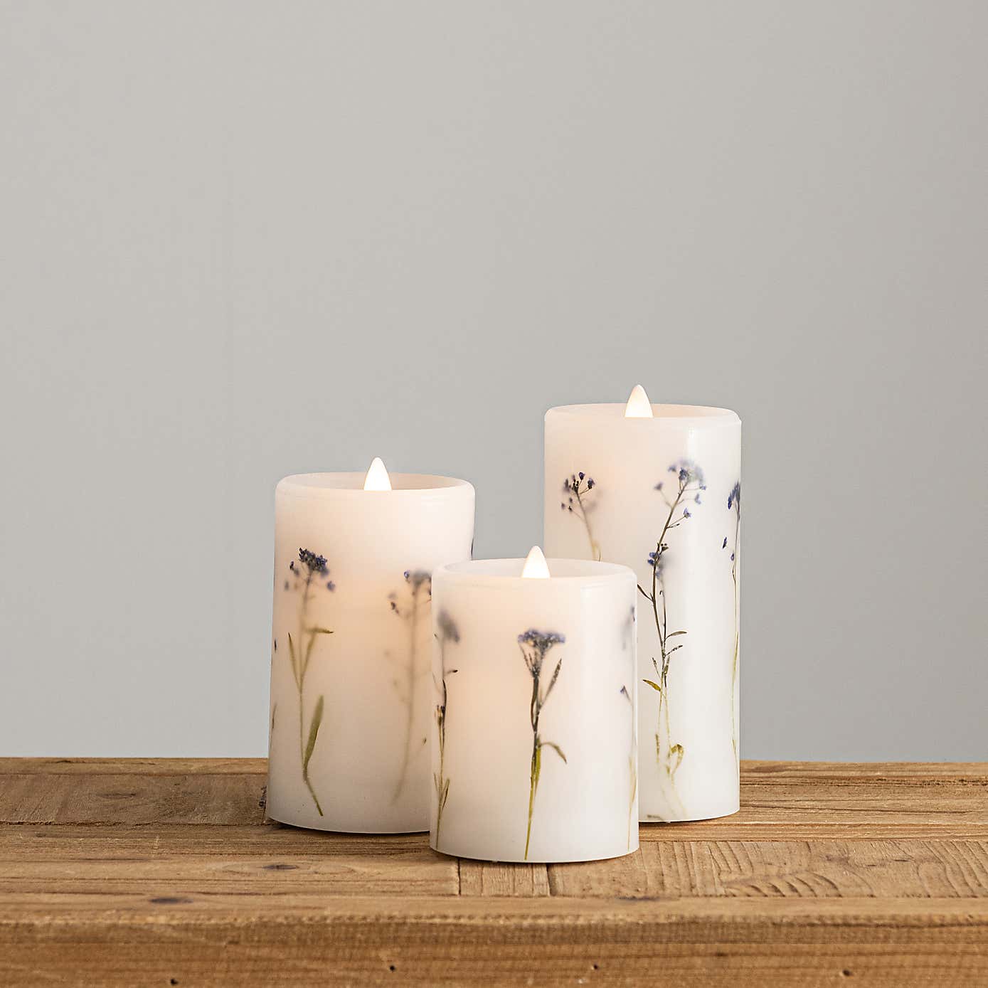 Pack of 3 Lavender Inclusion LED Candles