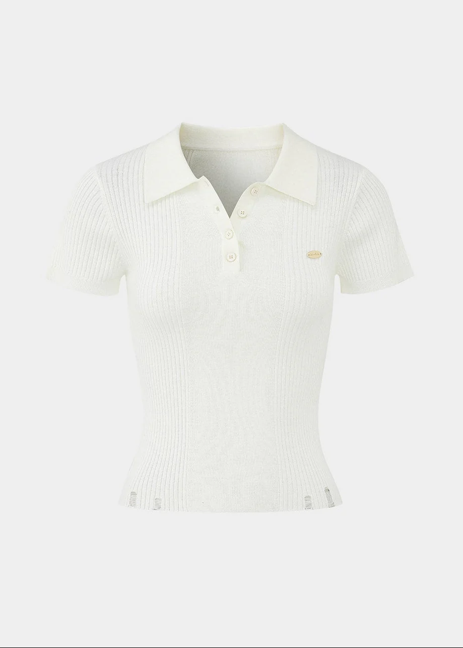 Soft Ivory Polo Knit