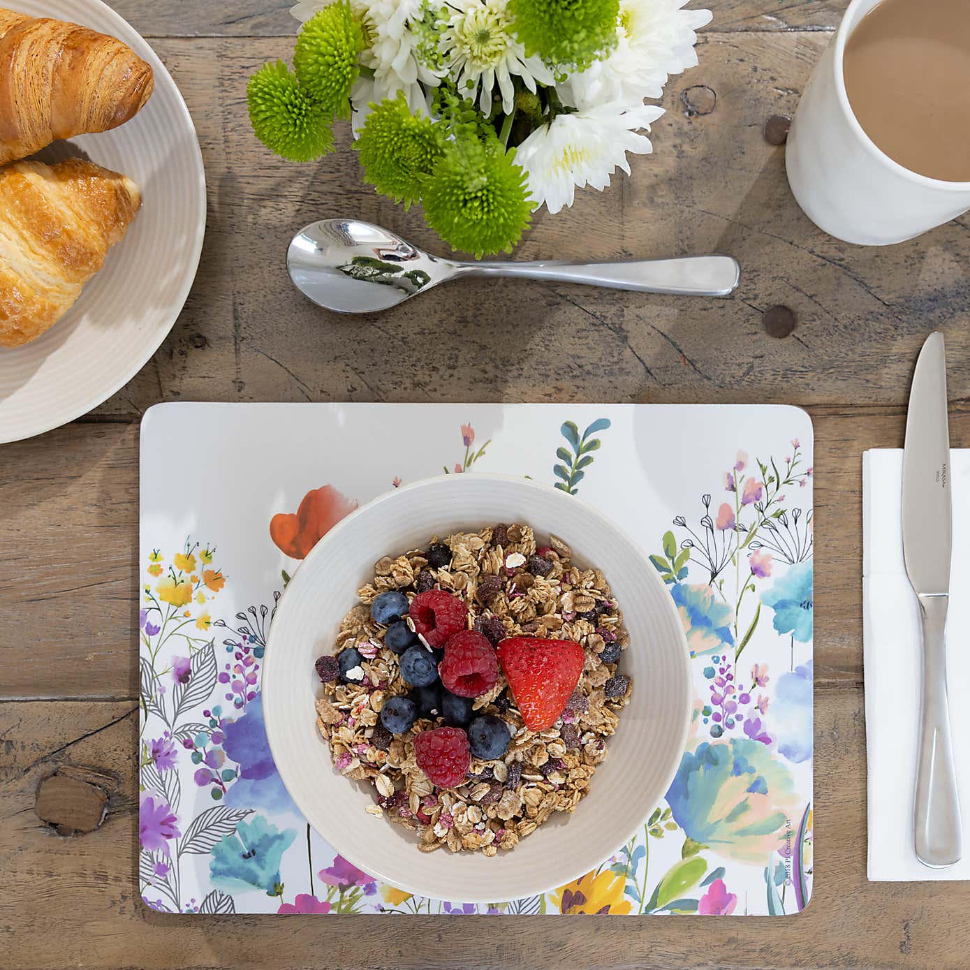 Creative Tops Set of 6 Meadow Floral Blue Wooden Placemats