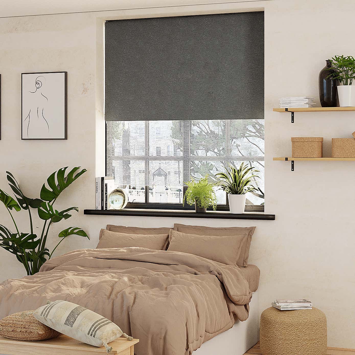 Luna Grey Pollen Reducing Blackout Roller Blind