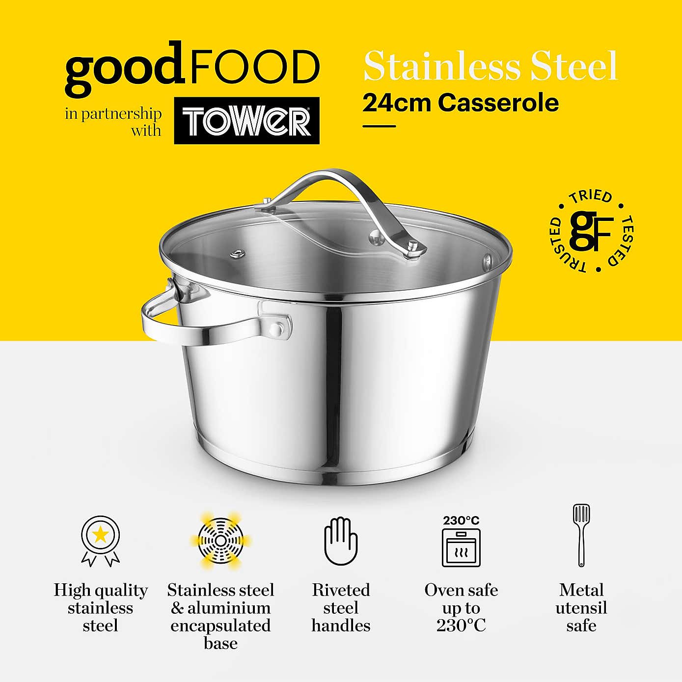 Good Food 24cm Casserole Dish with Lid