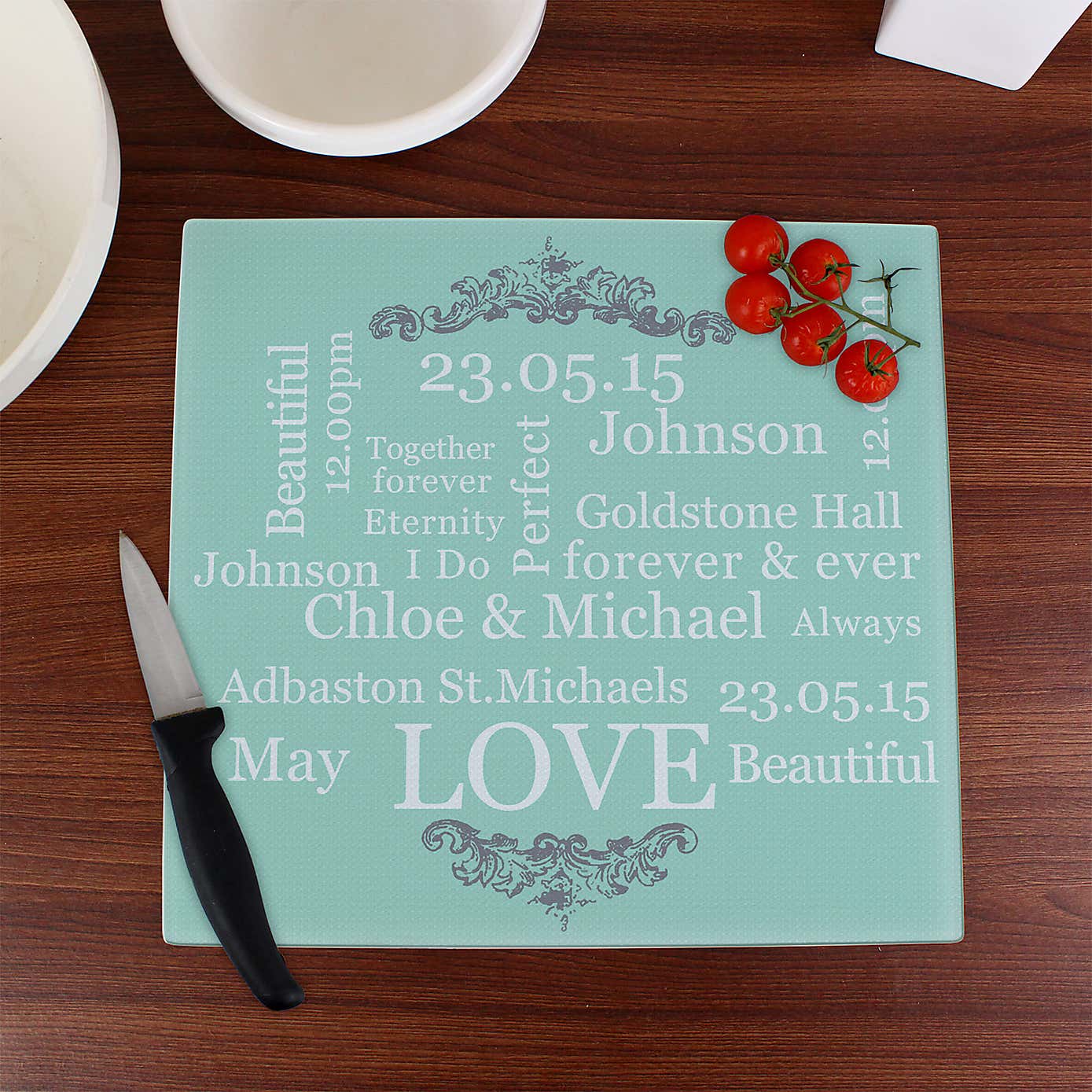Personalised Typography Glass Worktop Saver