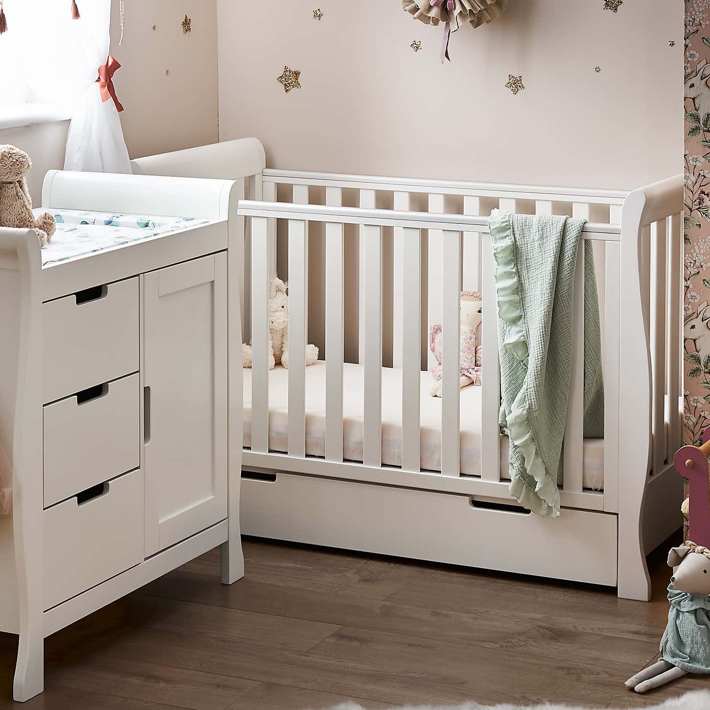 OBaby Stamford Mini 2 Piece Nursery Room Set, White