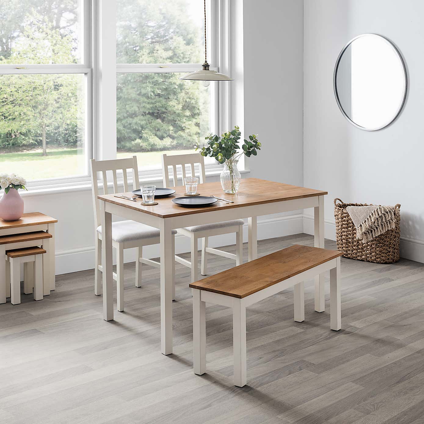 Coxmoor Dining Bench Ivory with Oak