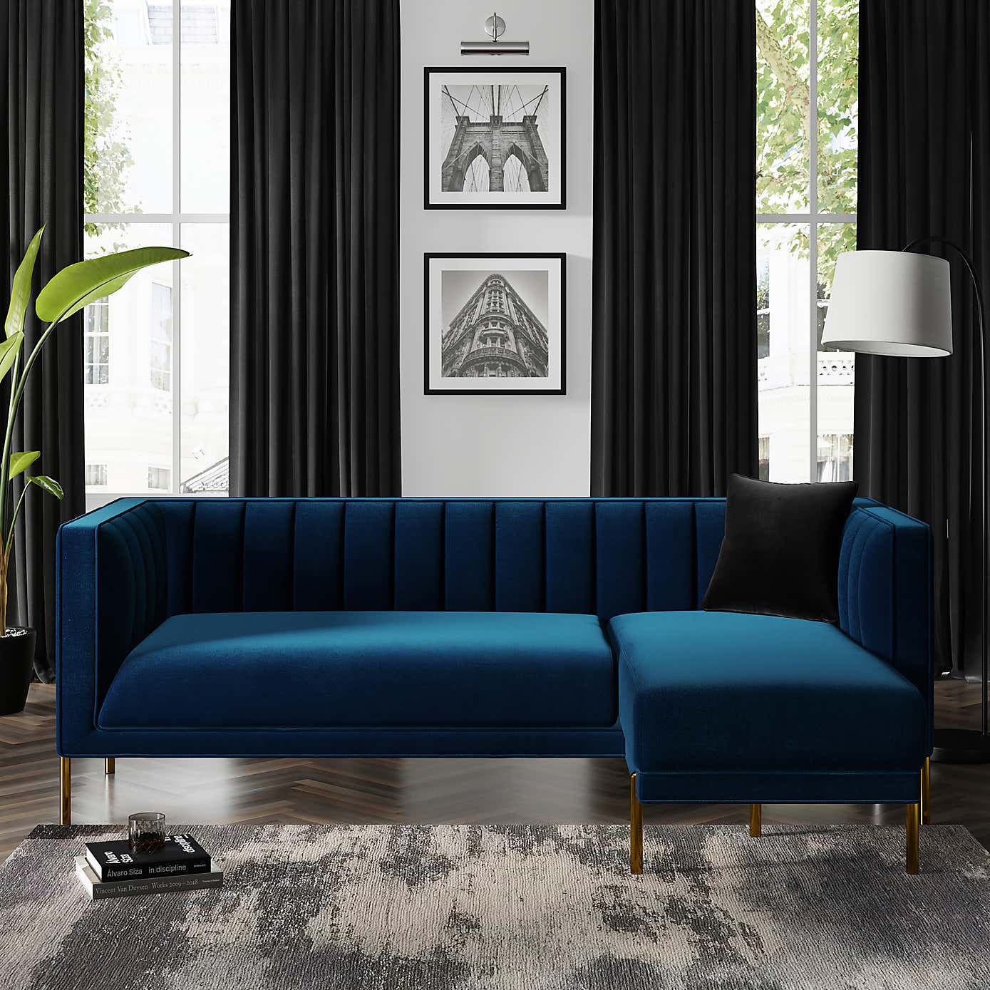 Bellamy Luxe Velvet Left Hand Corner Chaise