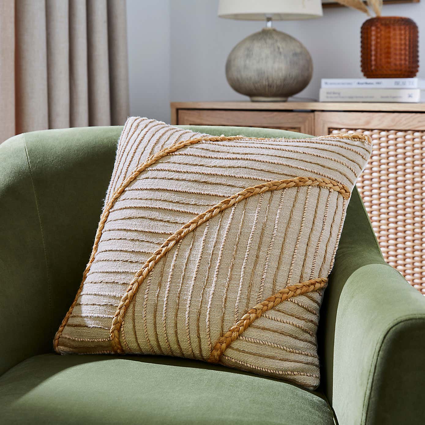 Artisan Jute Abstract Natural Cushion Cover