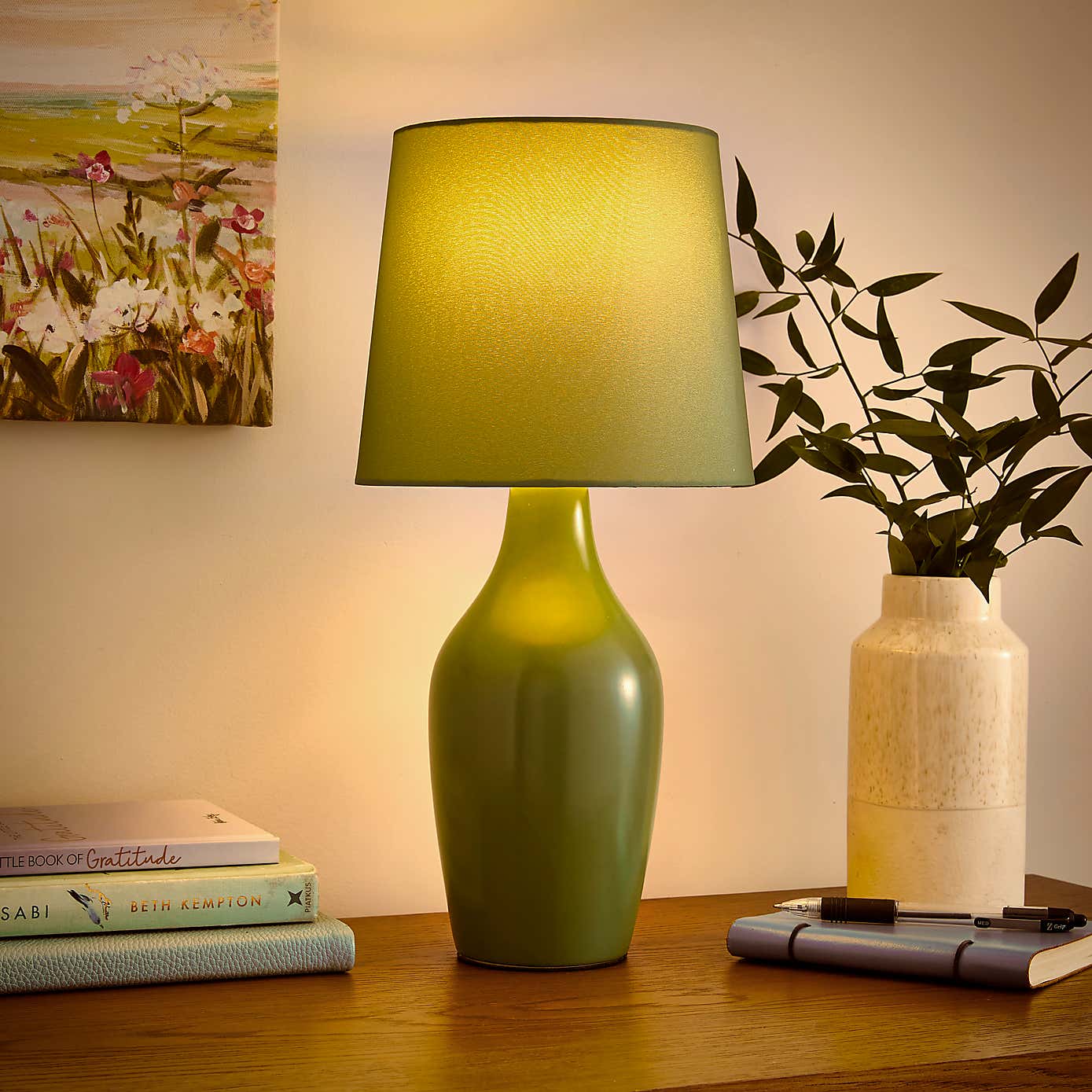 Ava Stoneware Blush Pink Table Lamp
