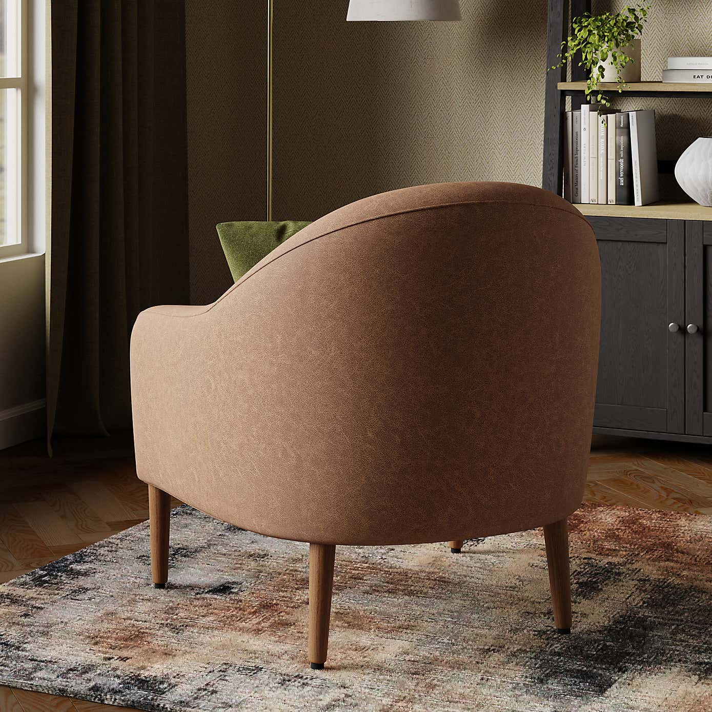 Kaspar Relaxed Faux Leather Tub Chair