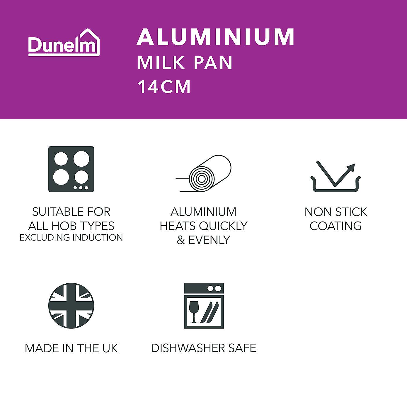 Essentials Non-Stick Aluminium Milk Pan, 14cm