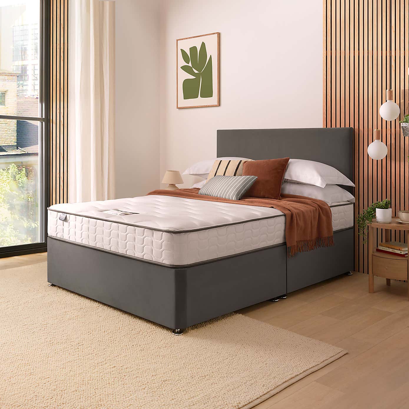 Silentnight 2 Drawer Divan Bed With Velvet Paris Headboard