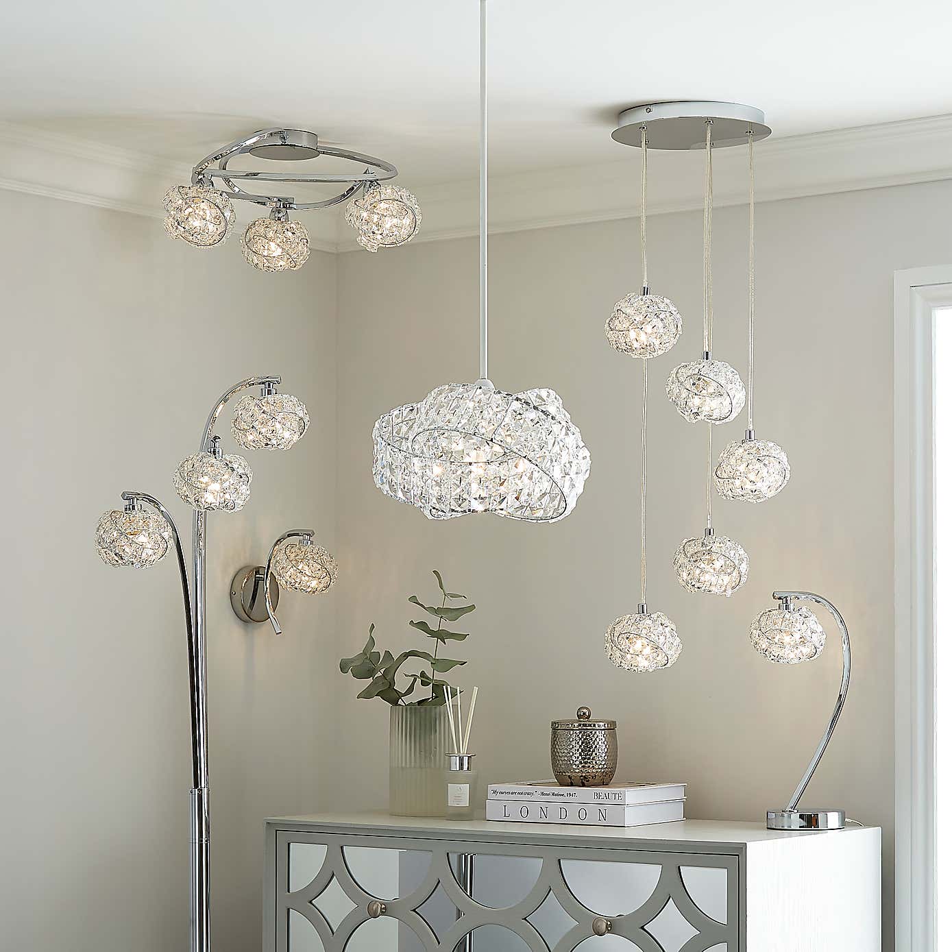 Cecilie Chrome and Glass Table Lamp
