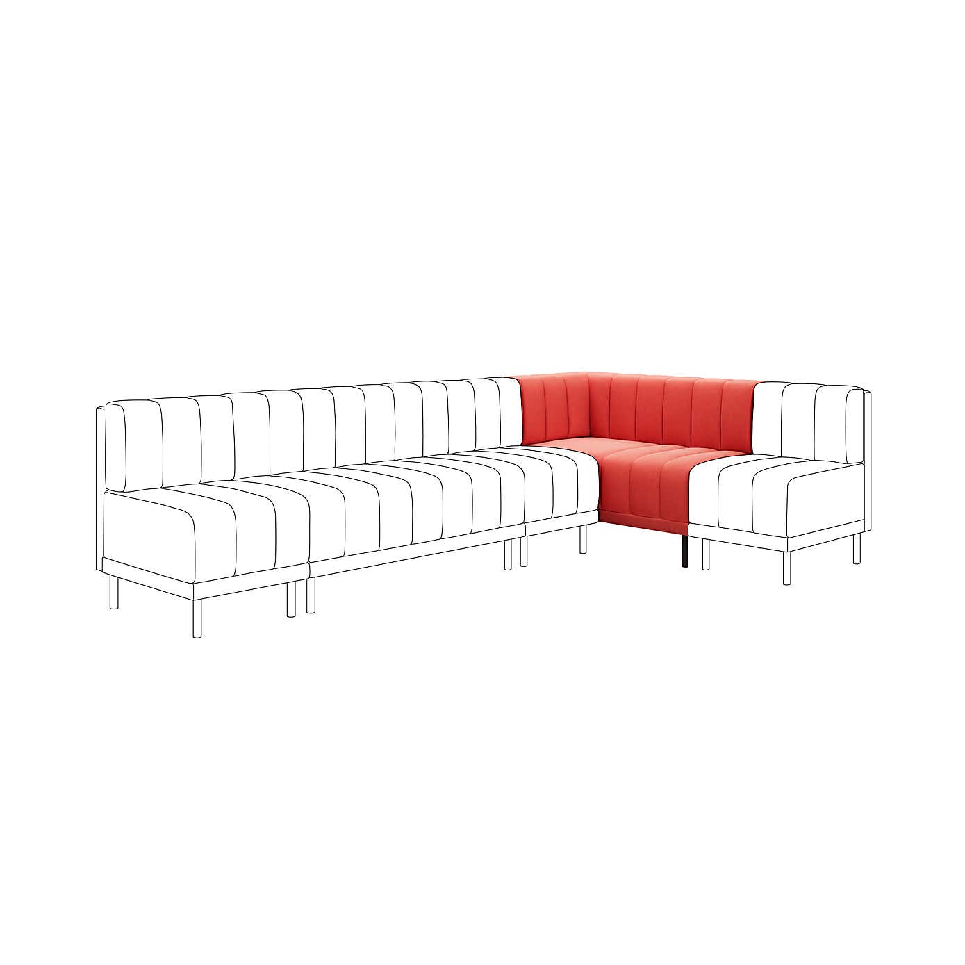 Amali Corner Dining Bench, Matte Plush Velvet