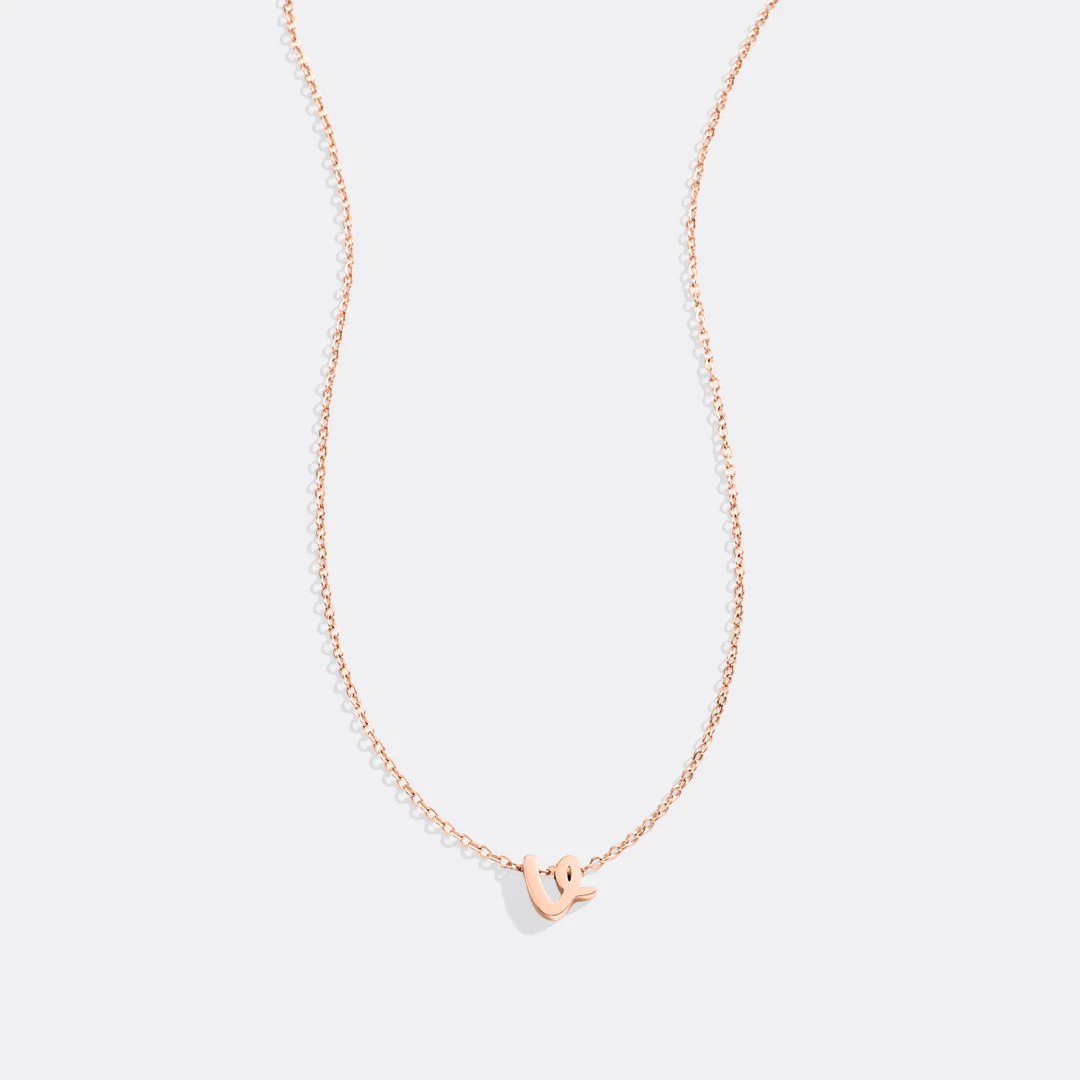 Tiny Script Initial Necklace