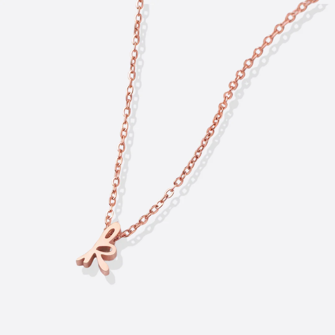 Tiny Script Initial Necklace
