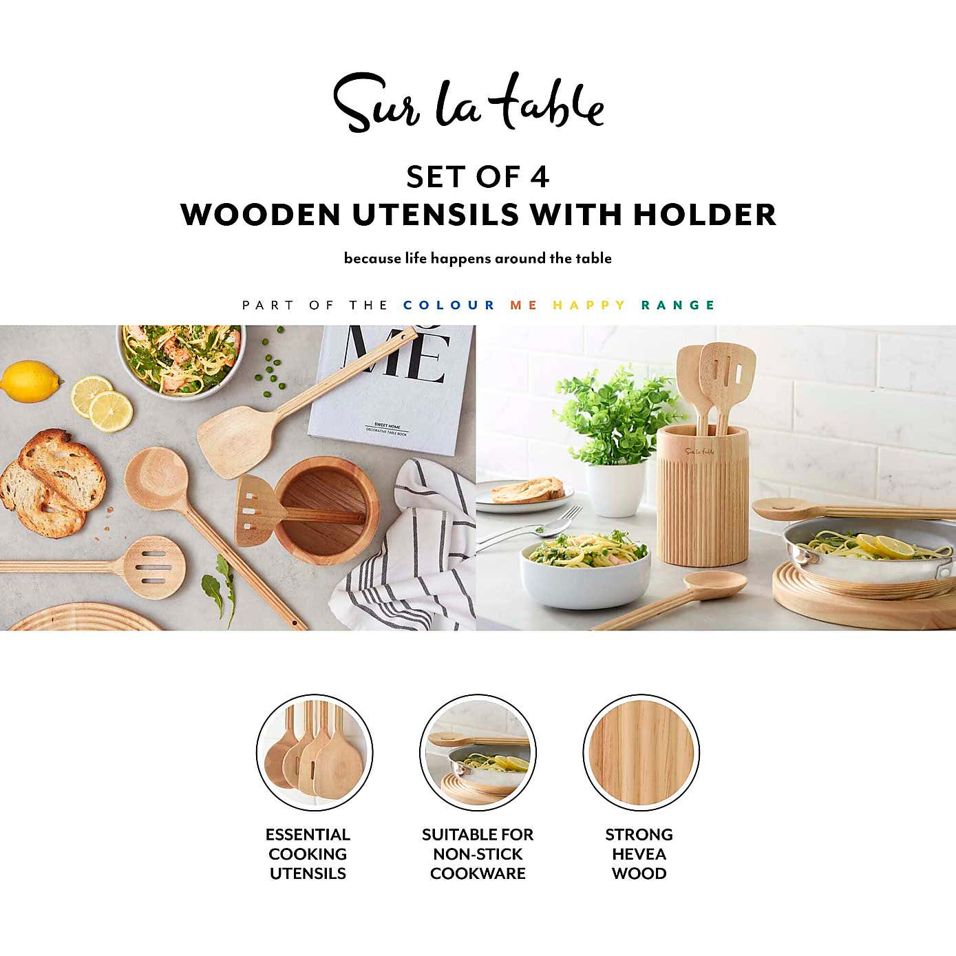 Sur La Table Set of 4 Utensils with Holder