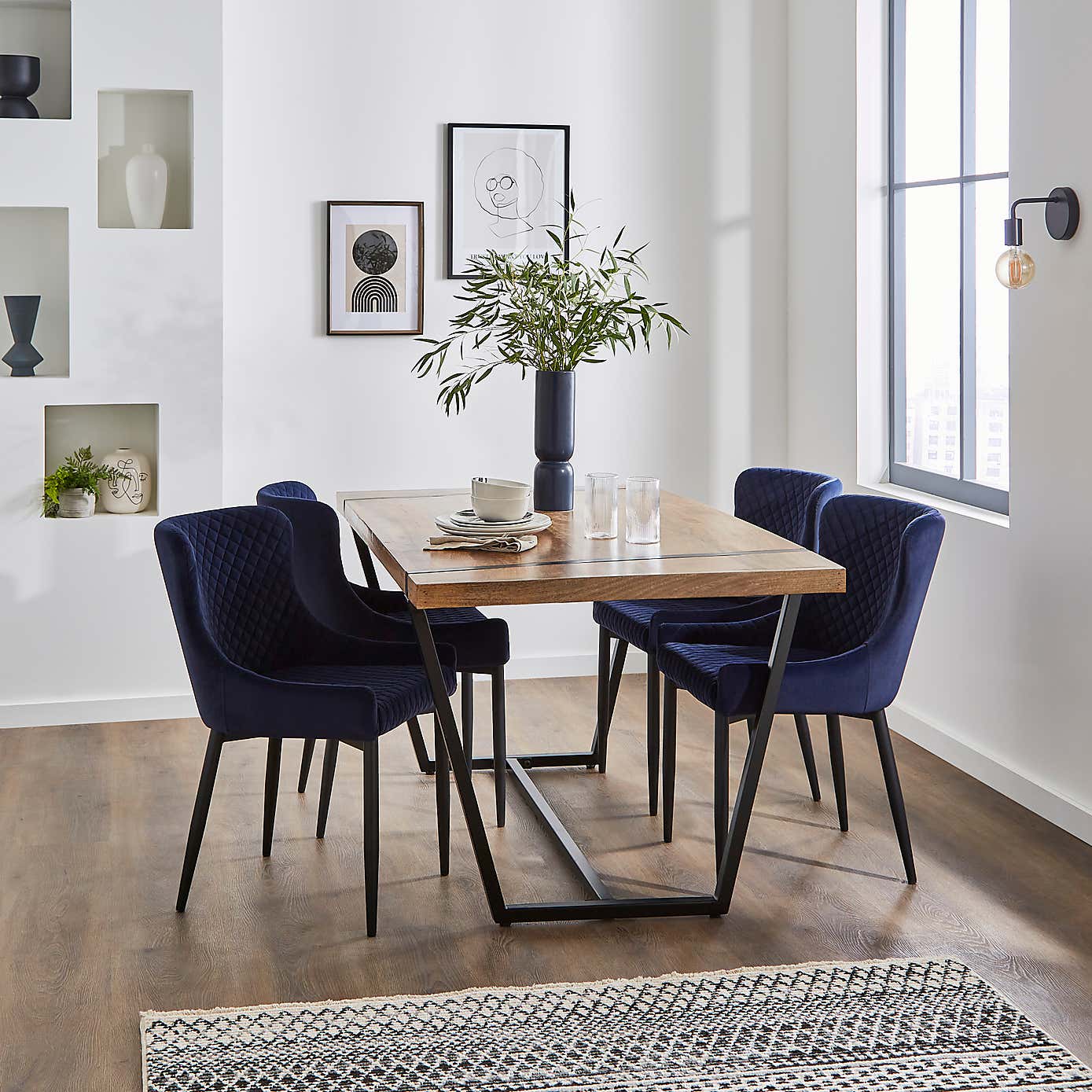 Montreal Set of 2 Dining Chairs Charcoal Velvet