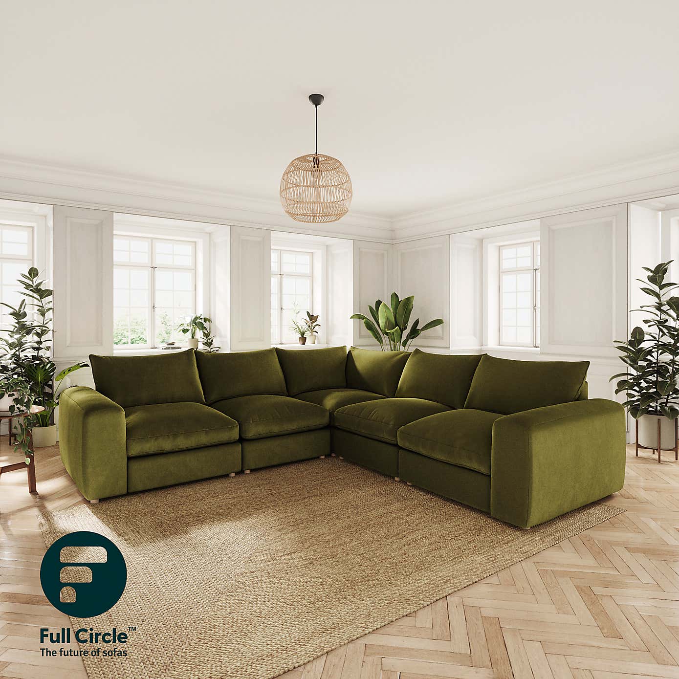 Full Circle Austin Luxury Velvet Full Corner, Olive