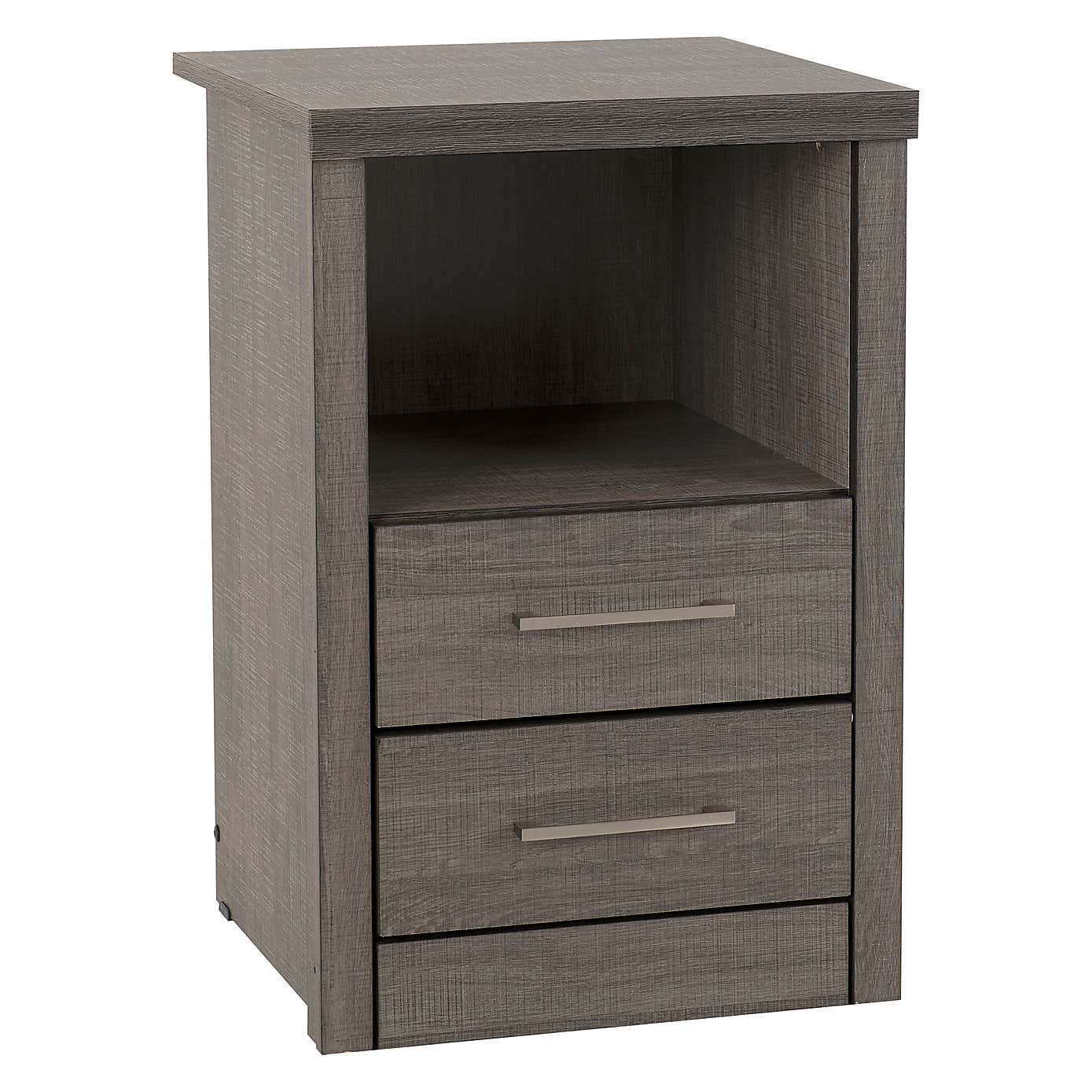 Lennon 2 Drawer & 1 Shelf Bedside Table, Black