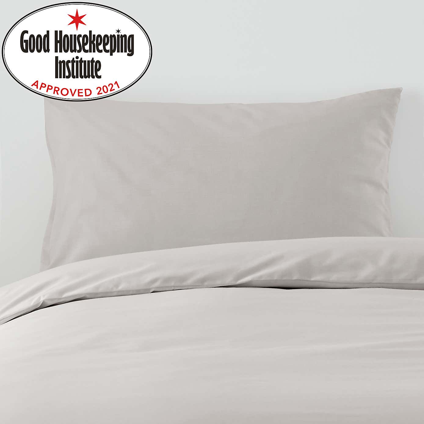 Non Iron Plain Dye Silver Housewife Pillowcase Pair
