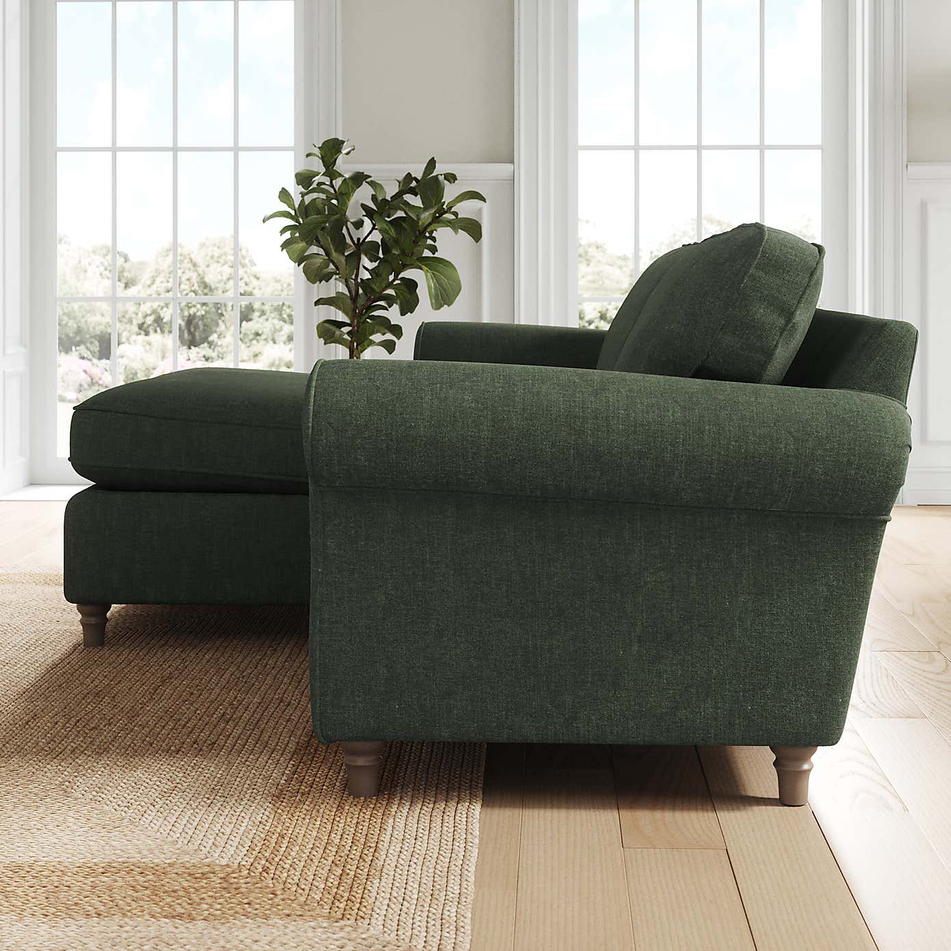 Flori Corner Chaise Sofa, Tonal Plush Chenille