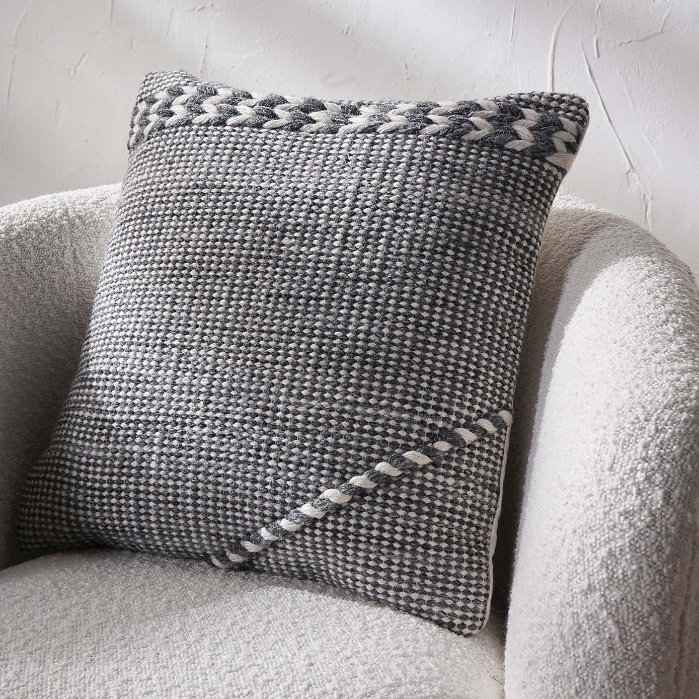 Set of 3 Sage and White Plait Square Scatter Cushions