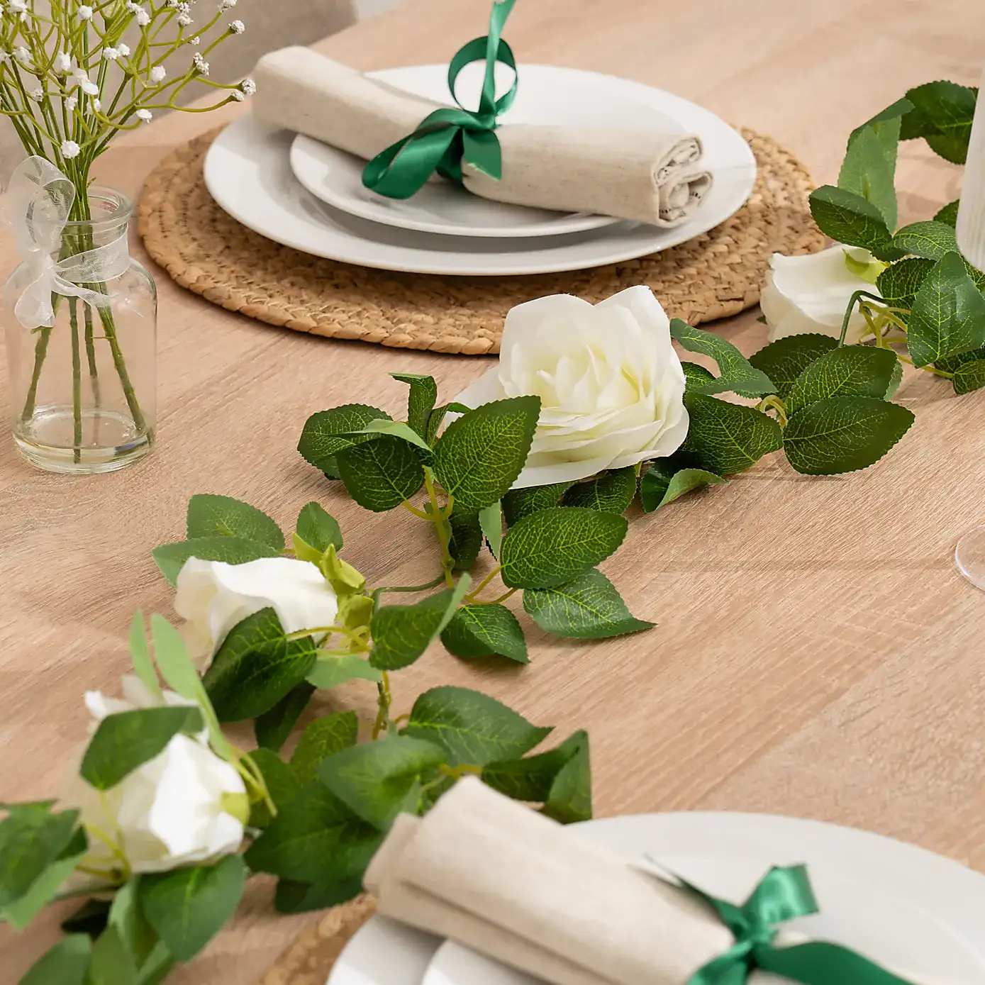 Artificial Rose & Bud Garland