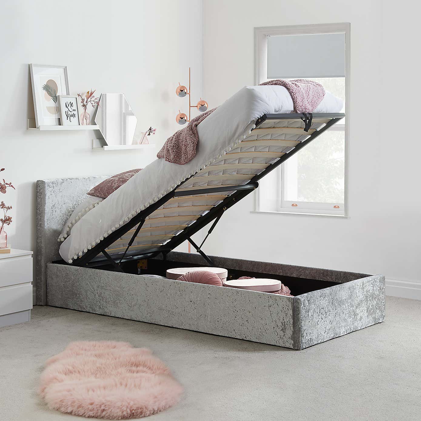 Berlin Crushed Velvet Ottoman Bedstead
