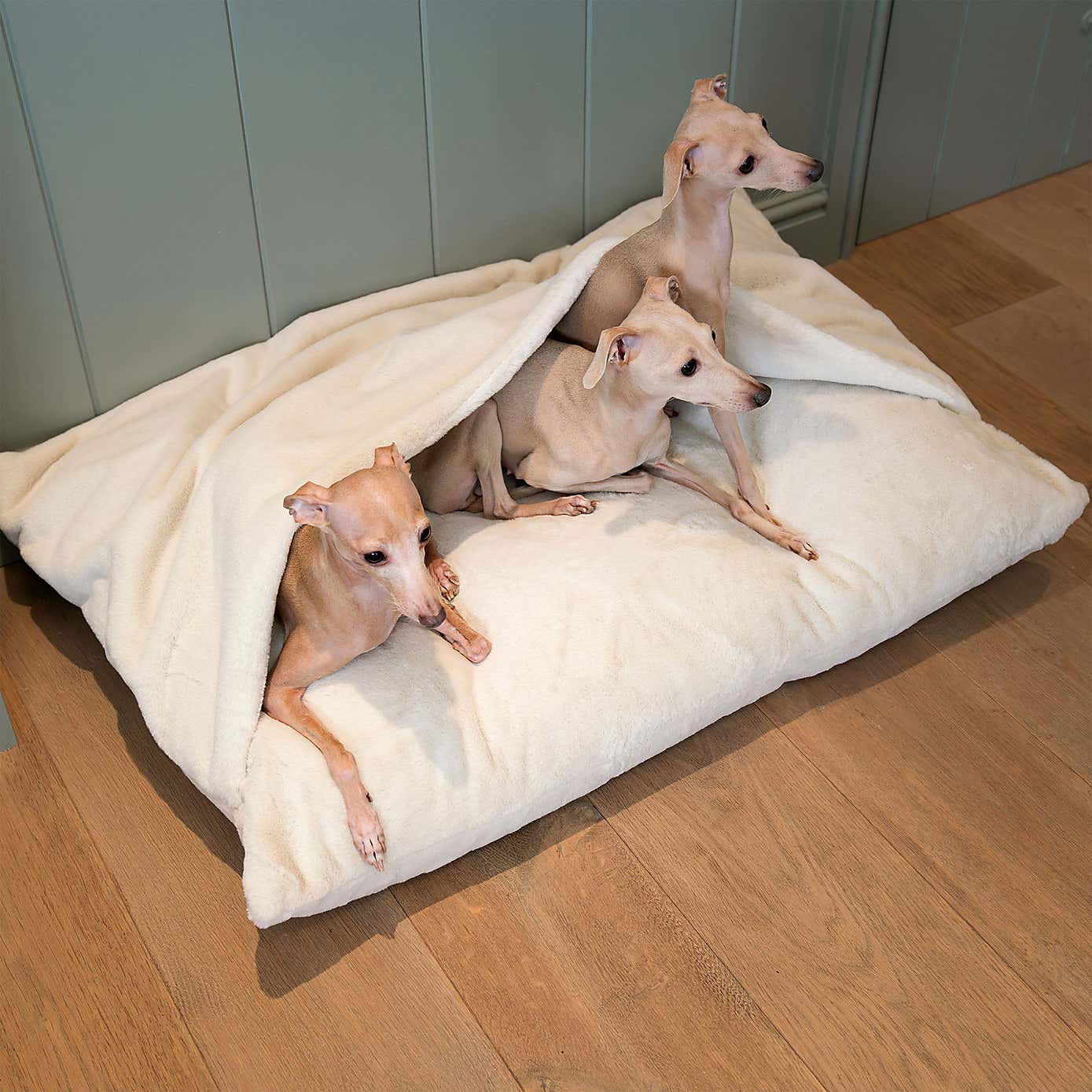 Lords and Labradors Faux Fur Sleepy Burrow Dog Bed