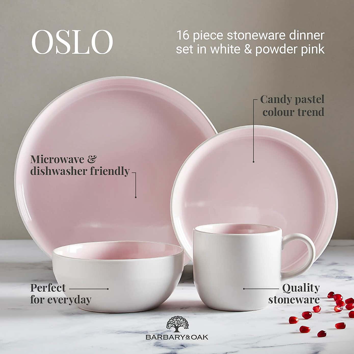 Barbary & Oak Oslo Stoneware 16 Piece Dinner Set