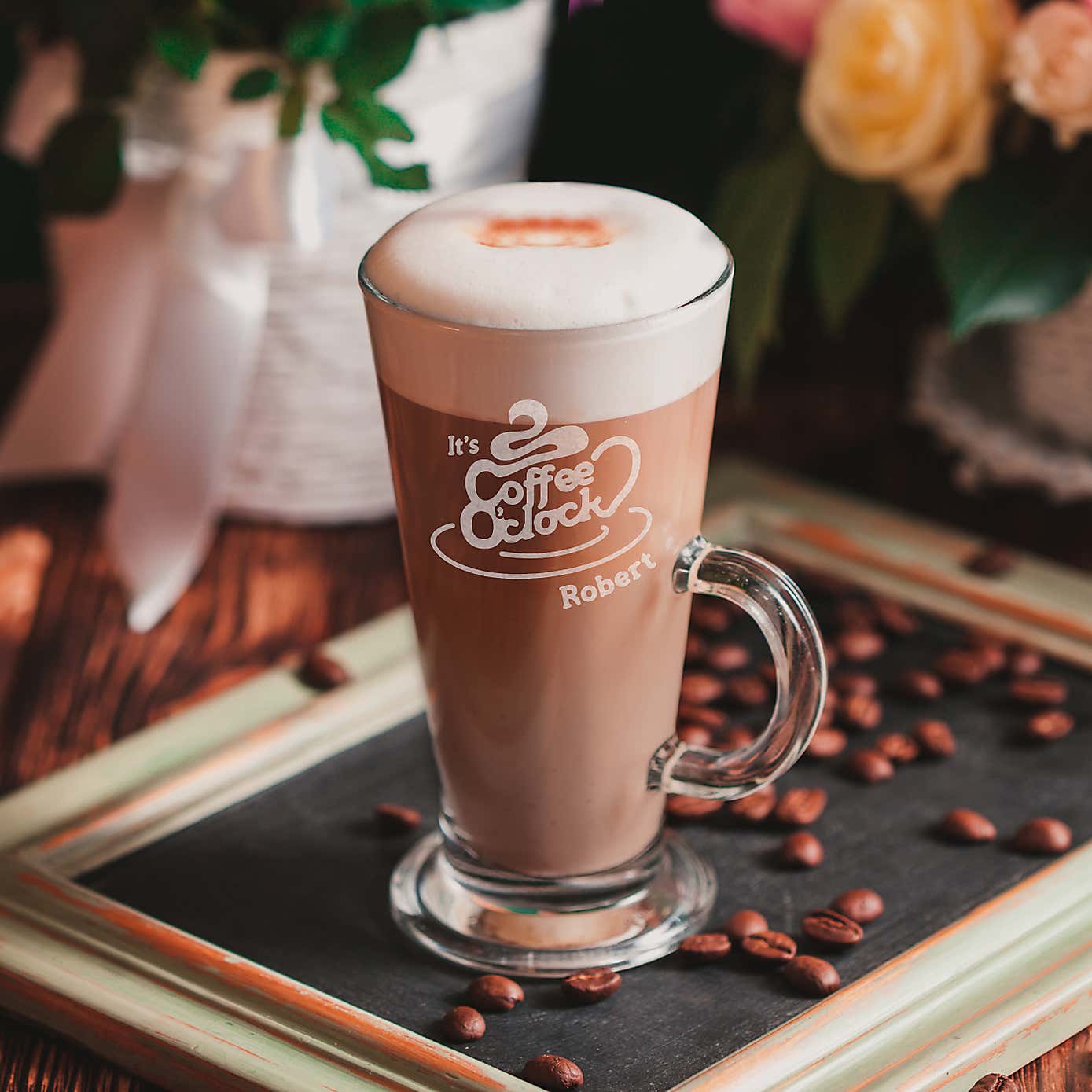 Personalised Coffee o' Clock Latte Glass