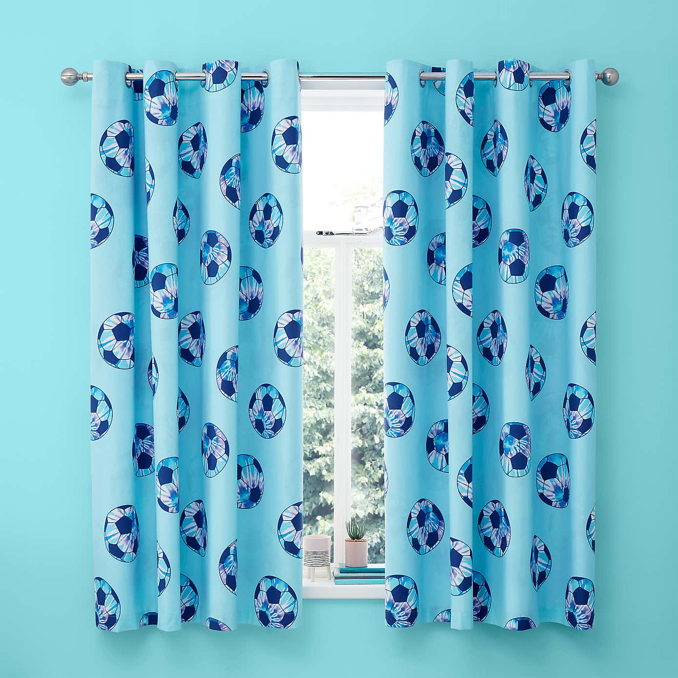 Catherine Lansfield Tie Dye Football Purple Eyelet Curtains