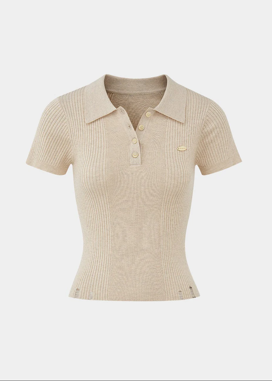 Soft Ivory Polo Knit