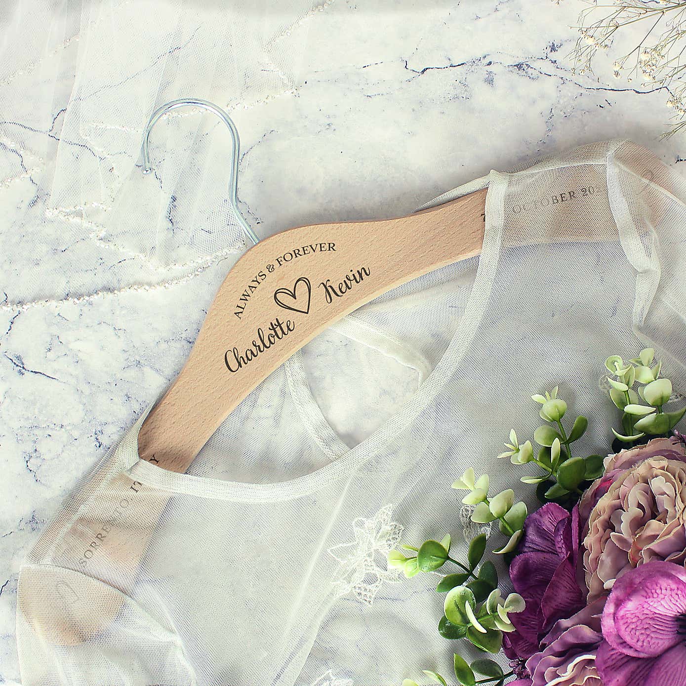 Personalised Always and Forever Wooden Coat Hanger