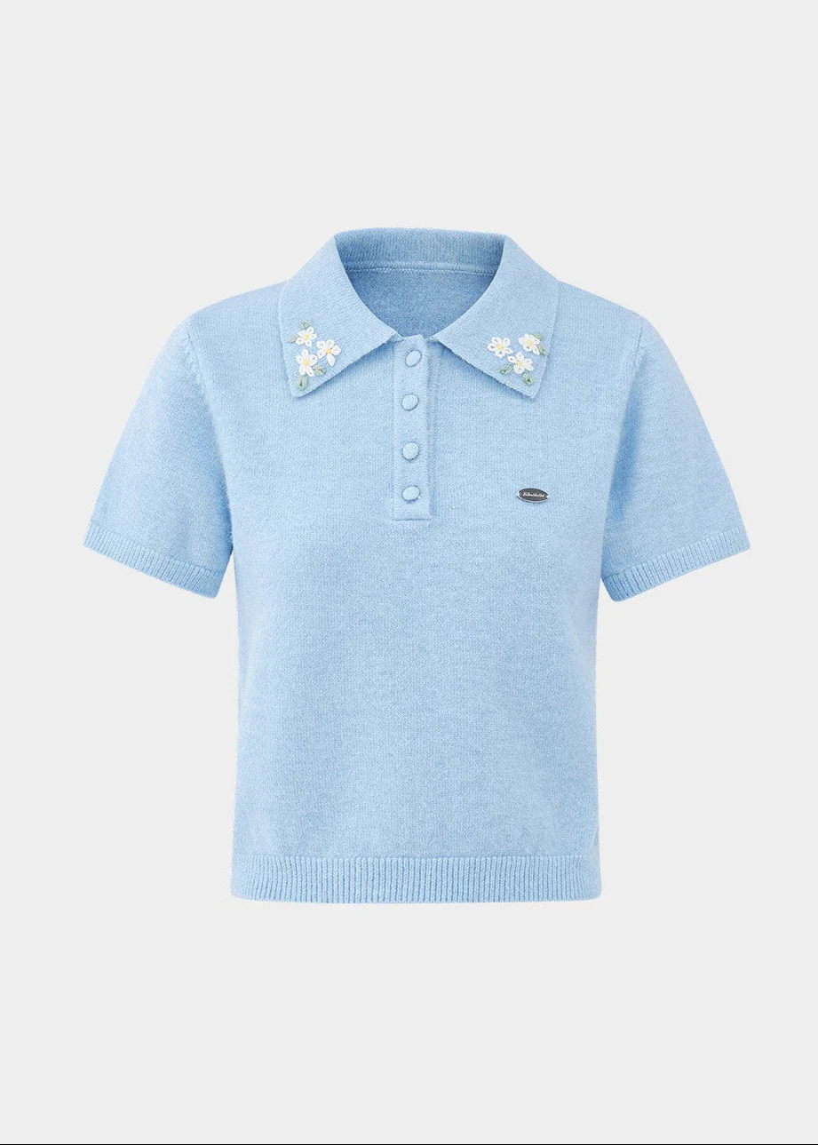 Embroidered Polo Knit
