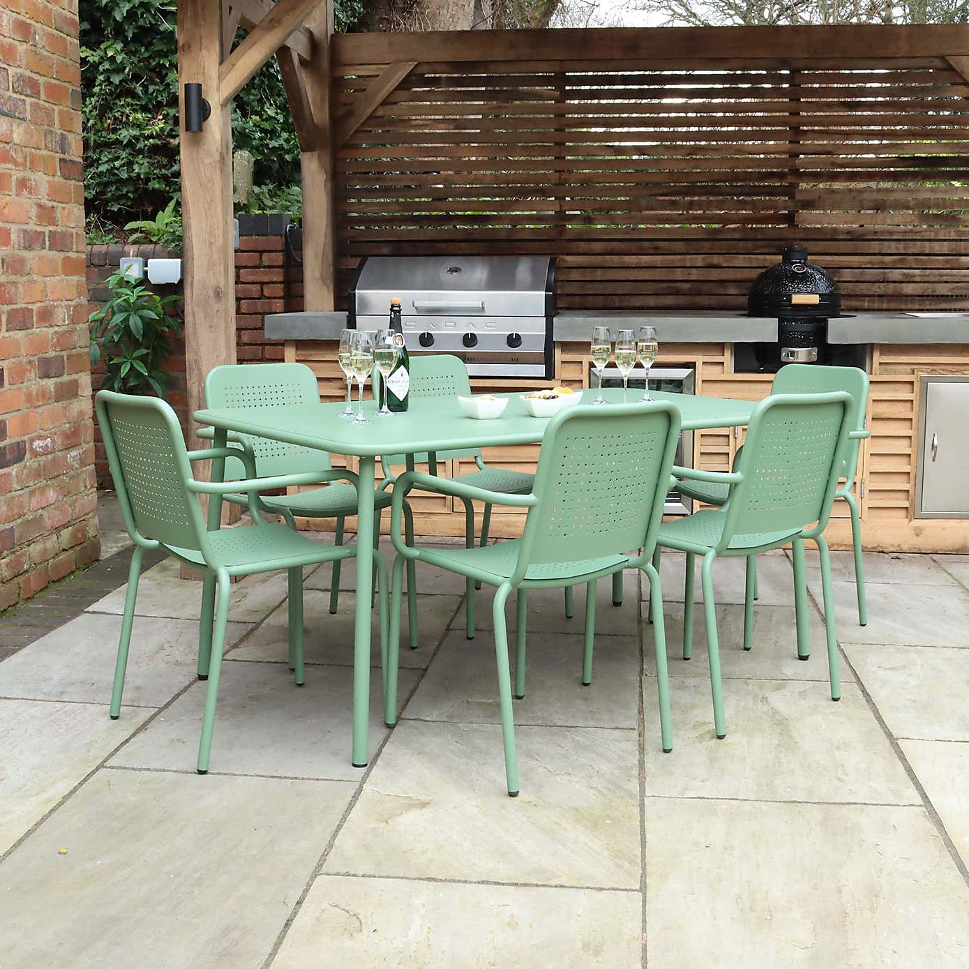 Porto 6 Seater Round Dining Set with Stacking Chairs