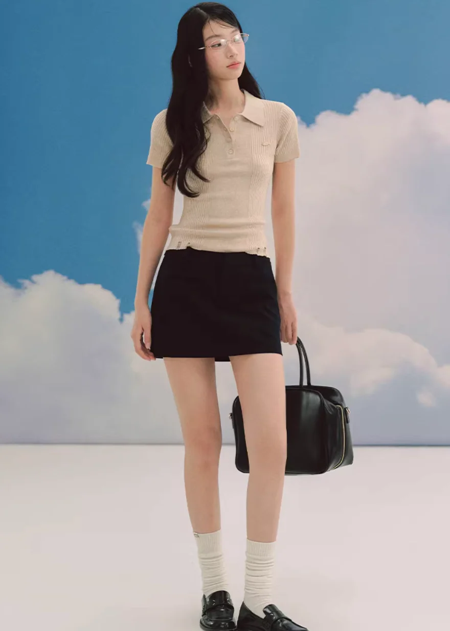 Soft Ivory Polo Knit