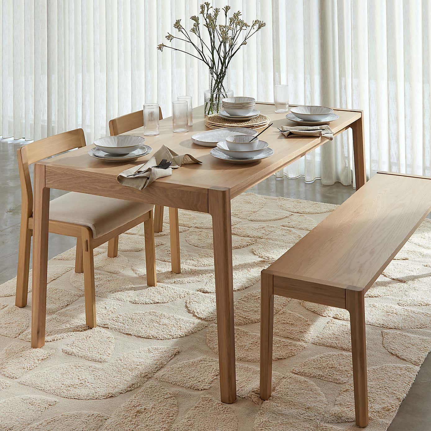 Elements Holmes 6 Seater Rectangular Dining Table, Modern Oak