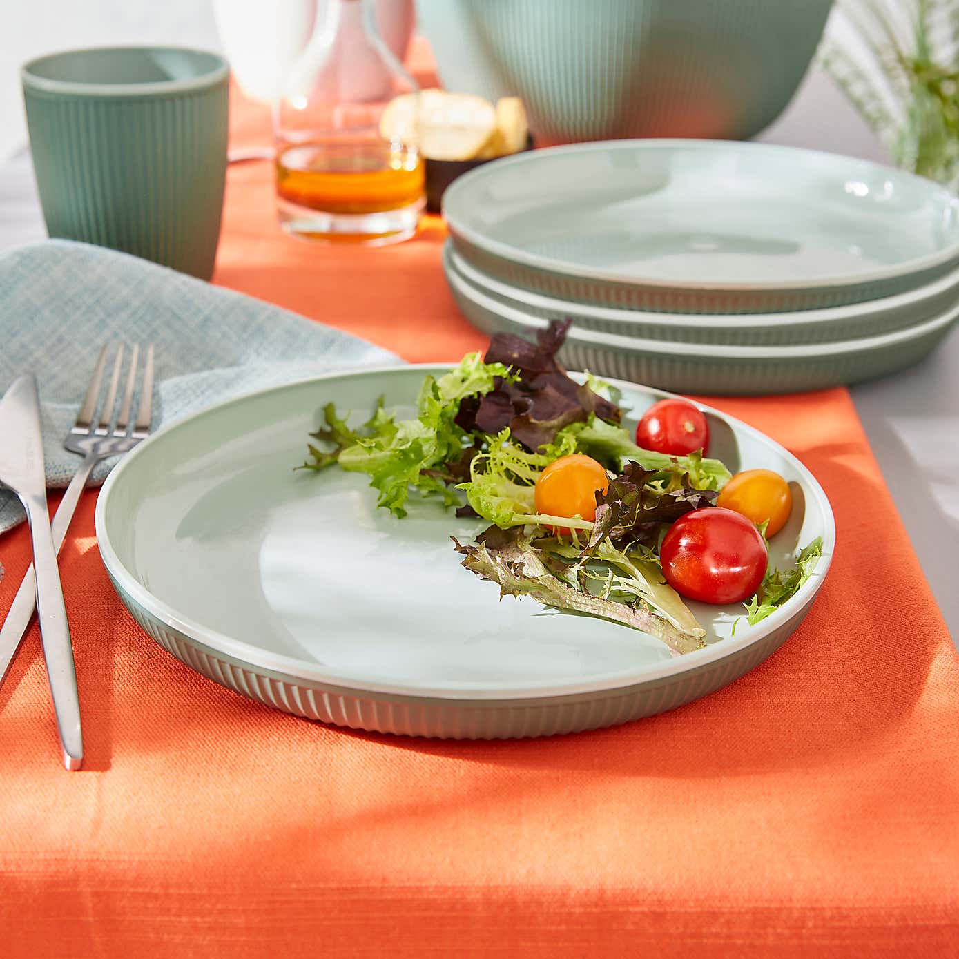 Set of 4 Green Picnic Plates