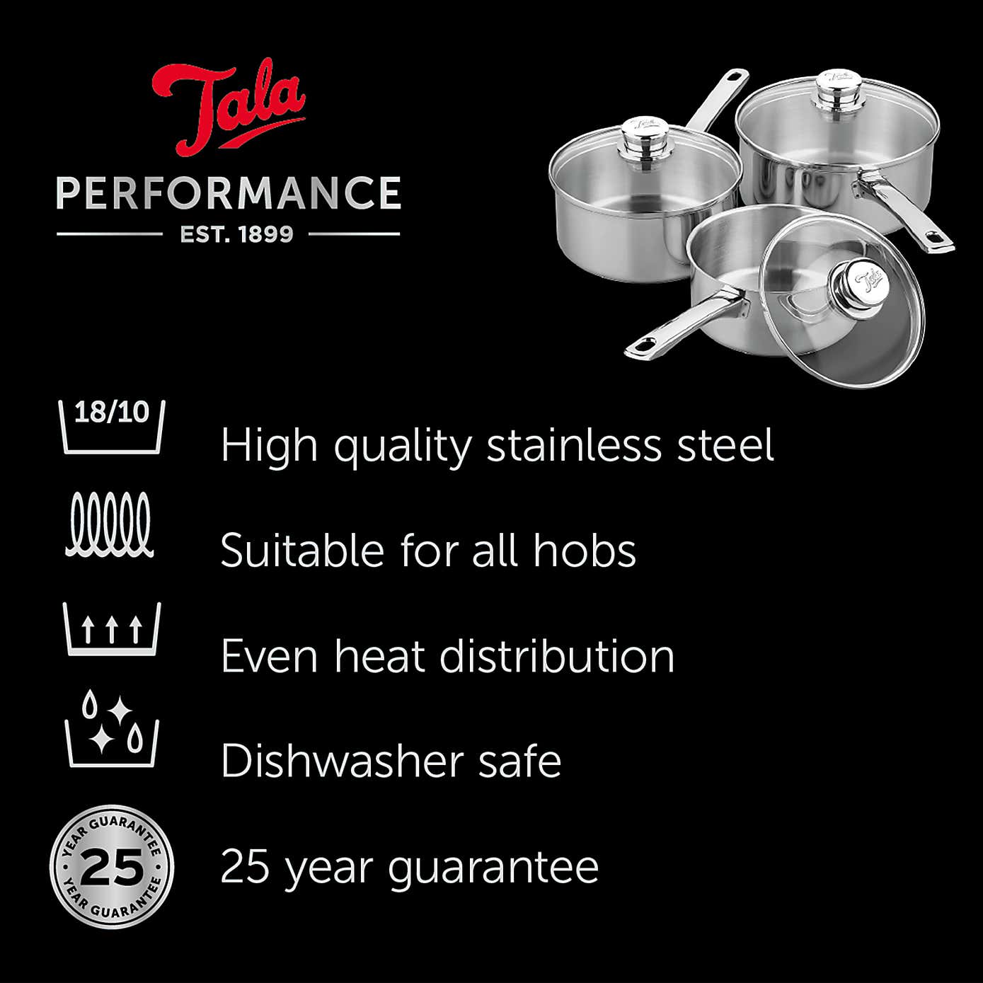 Tala Performance Classic Stainless Steel Milk Sauce Pot, 1.9L