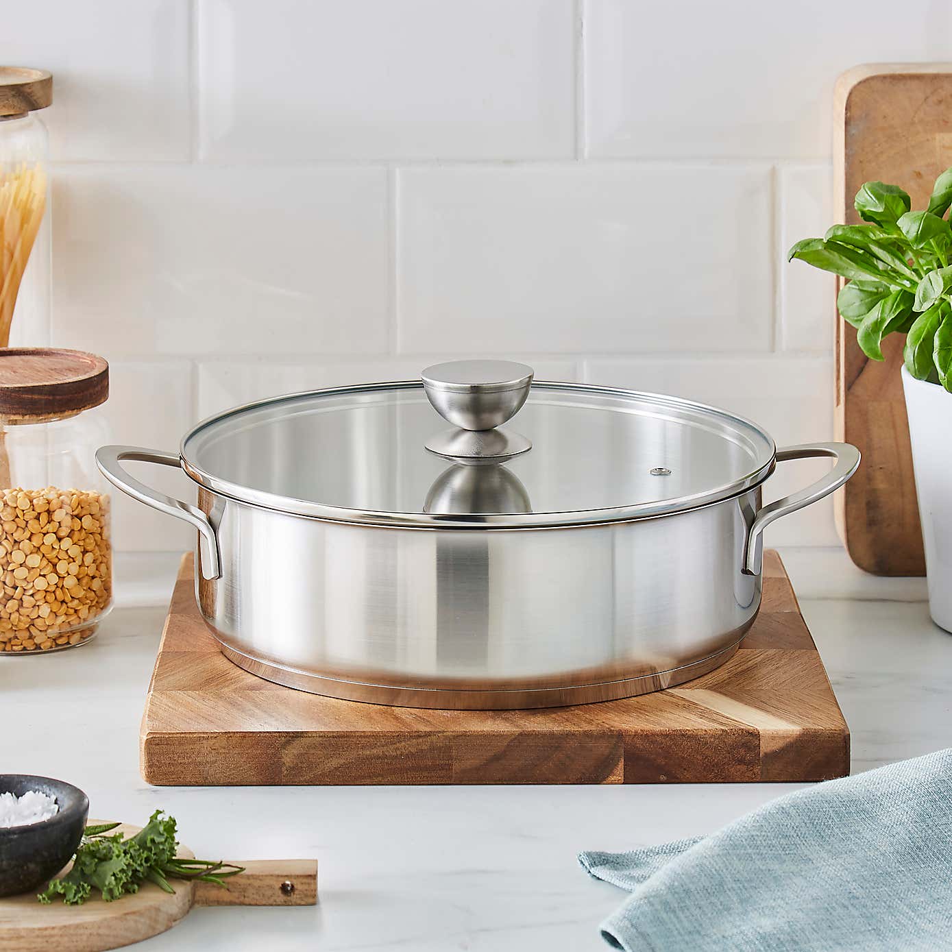Recycled Stainless Steel Skillet Pan, 26cm